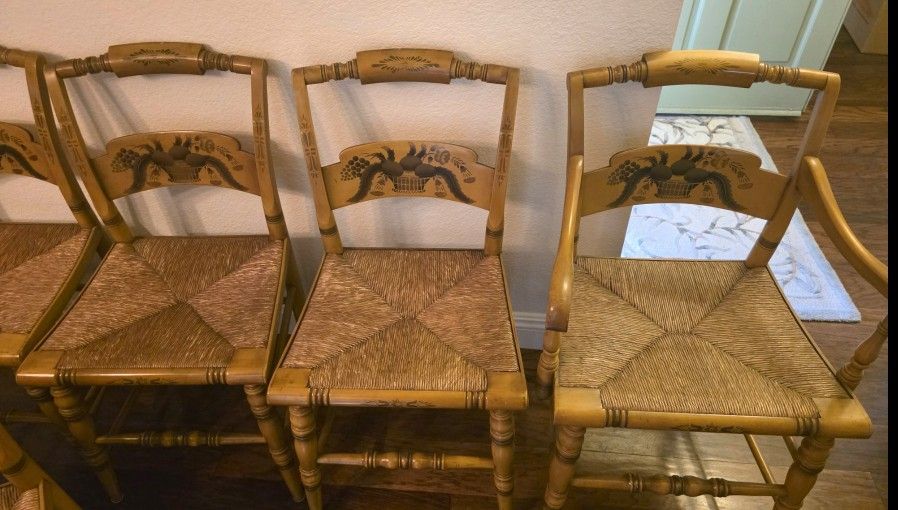 Vintage Hitchcock Rush Harvest Stencil Maple Chairs