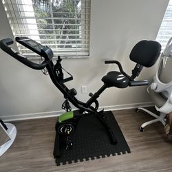 Folding Exercise Bike, 5 in 1 Stationary Bike with 16-Level Adjustable Magnetic Resistance