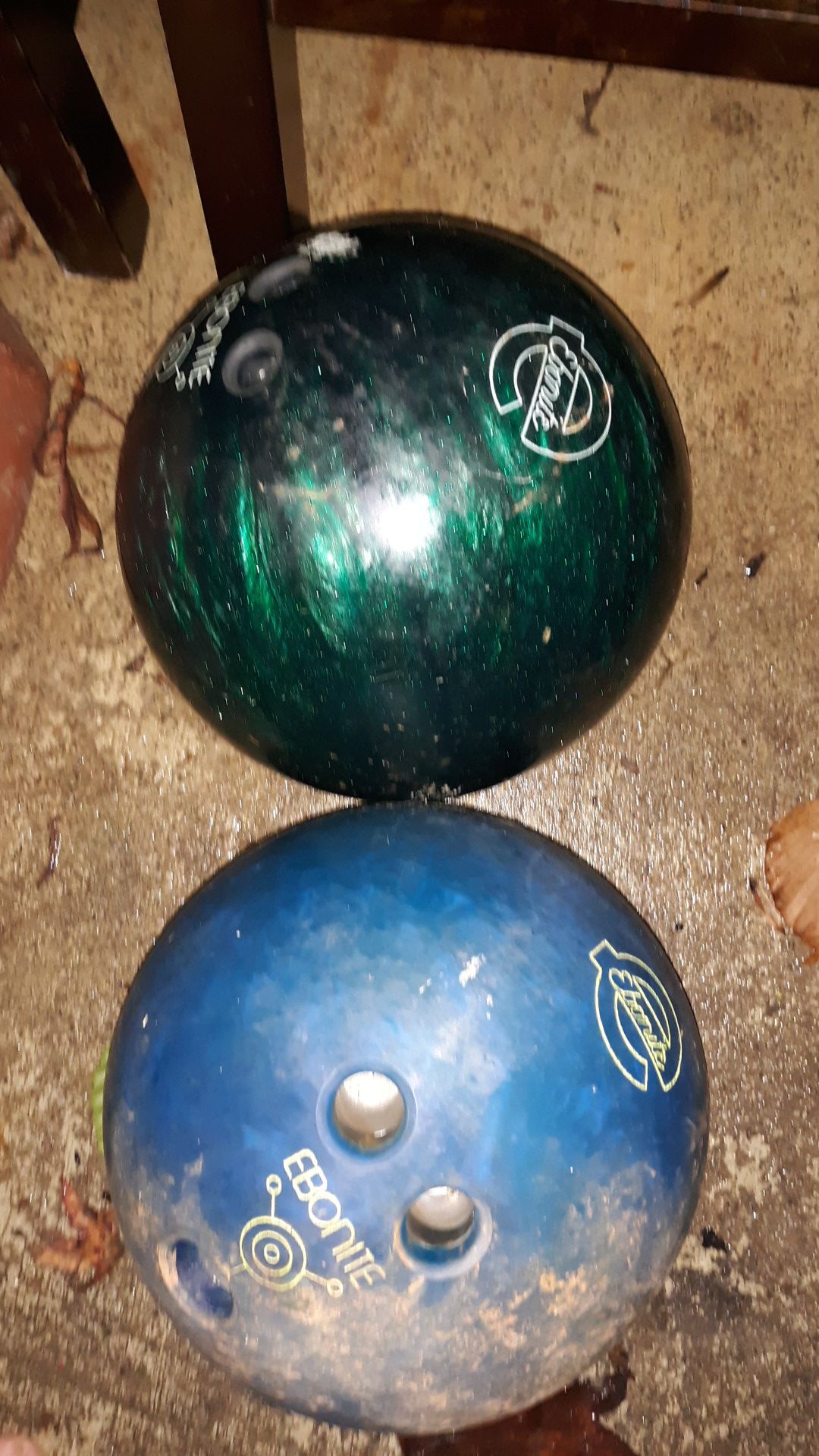 Ebonite bowling balls.