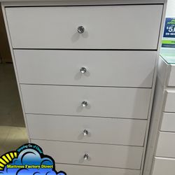 White Five Drawer Compressed Dresser New Comoda 