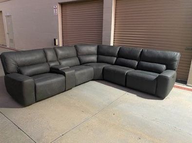 New_Open Box_Costco Sweeney Fabric 6-piece Power Reclining Sectional with Power Headrests_50% Off Costco Price