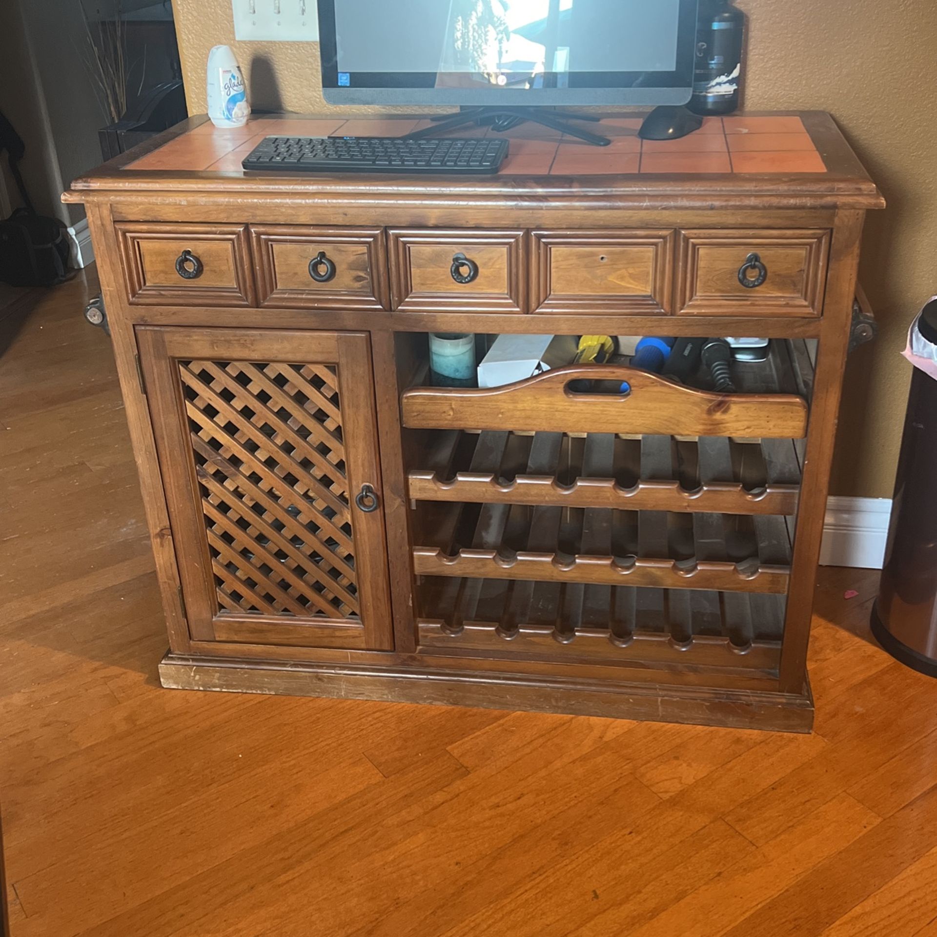 Used Wooden Wine And Liquor Cabinet
