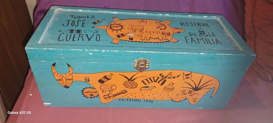 Jose Cuervo Velazquez painted box w/ 4 glasses $175obo