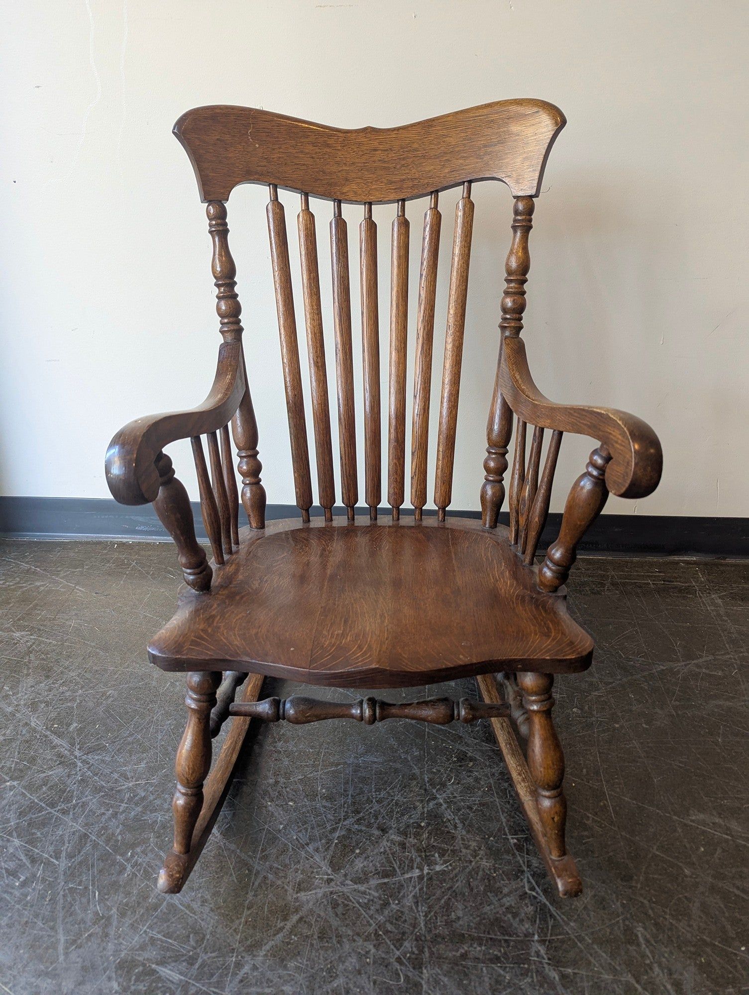 Traditional Brown Wood Spindle Back Rocking Chair