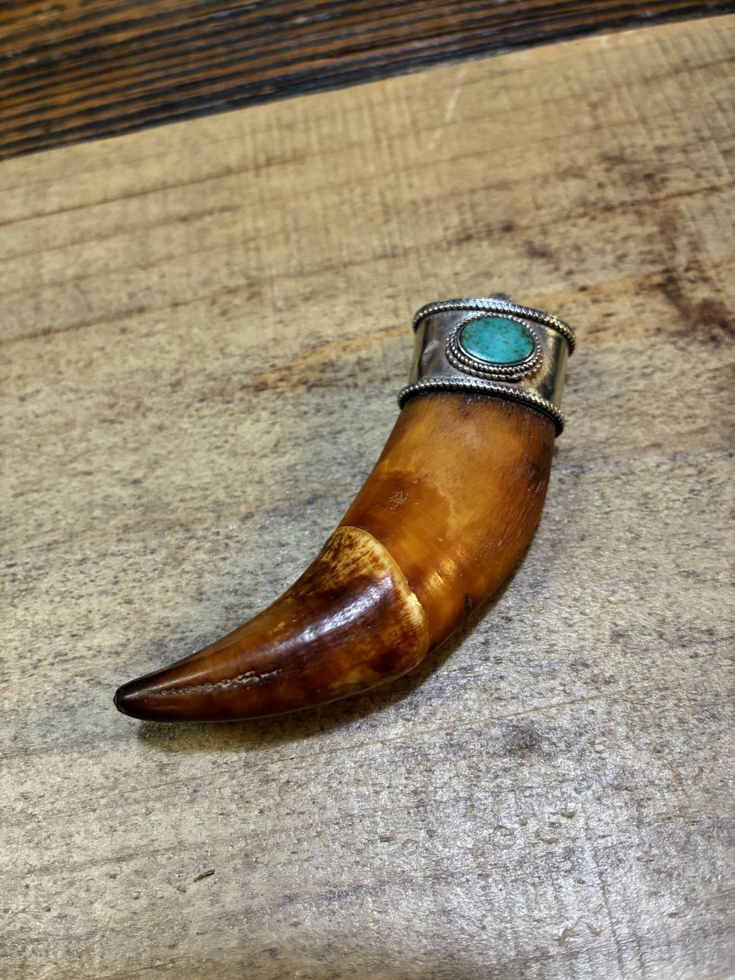 Sterling Silver And Turquoise Crocodile Tooth pendant
