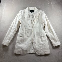Banana Republic Women’s Size 4 Cream White Linen Blend Long Blazer NWT #2772