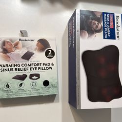 Brookstone Self-Care Gift Set – Massage Pillow + Heated Eye Pillow (Brand New)