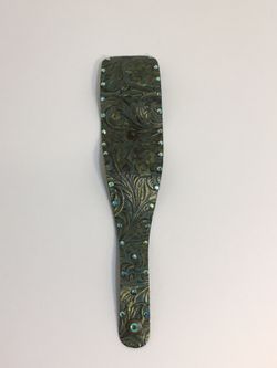 Whimsical Original Floral aqua soft leather wrap cuff