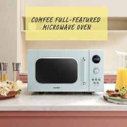 COMFEE Retro Microwave with Multi-stage Cooking, 9 Preset Menus and Kitchen Timer, Mute Function, ECO Mode, LED digital display, 0.9 cu.ft