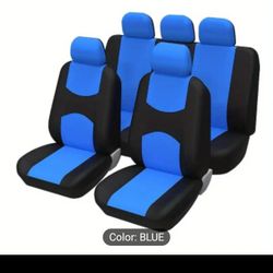 Universal 5 Piece Full Set Blue Abd Bkack Seat Covers 
