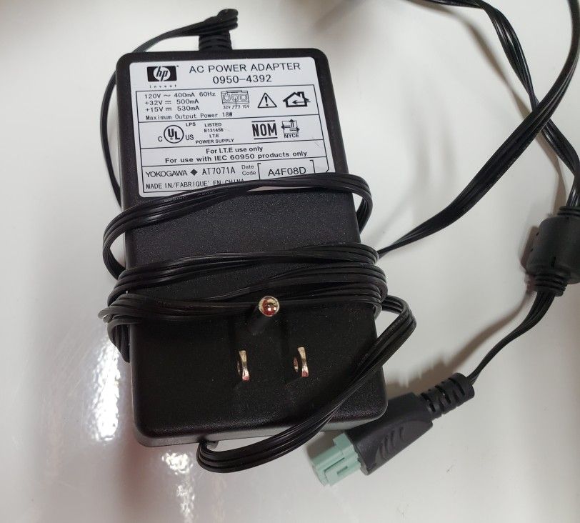 Genuine HP 0(contact info removed) Deskjet Printer AC Power Adapter Output: 15V, 32V