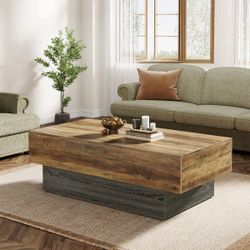55” Farmhouse Coffee Table – Large Living Room Center Table with Sturdy Pedestal Base