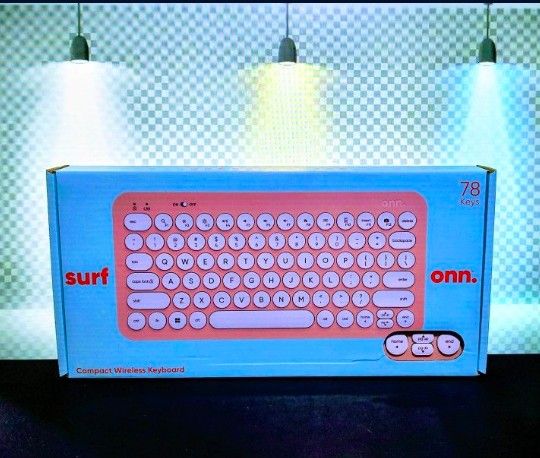 onn. Mini Compact Wireless Office Keyboard, Nano Receiver, Compatible with Windows and Mac, 78 Keys, Pink