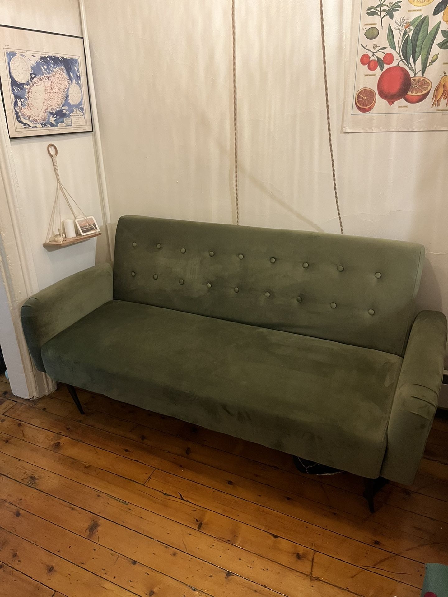 Olive Green Tufted Futon/Sofa