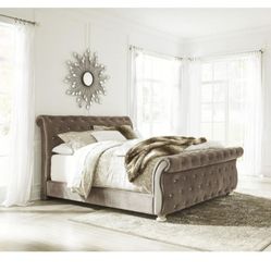 Ashley  Cassimore California King Upholstered Bed with Crystal Insets.