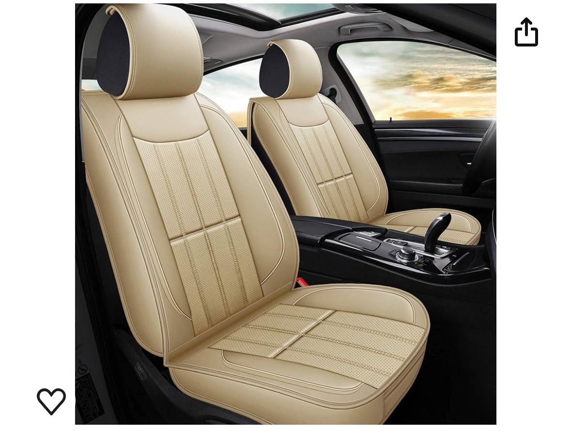 AOOG Leather Car Seat Covers, Leatherette Automotive Vehicle Cover for Cars SUV Pick-up Truck, Universal Non-Slip Vehicle Cover Waterproof Interior Ac