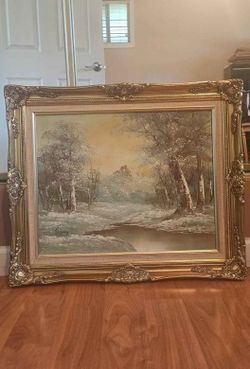 Vintage OIL on CANVAS PAINTING W FRAME BY CARTER 16x20