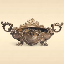 Antique Cast BRONZE Fernery Base Rococo Style Jardiniere with feet. Very heavy