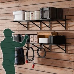 2 Pack 2x6ft Heavy Duty Garage Wall Shelving, 1600LB Weight Capacity, 24"x72" Adjustable Commercial Grade Steel Storage Rack for Garage, Basement, War