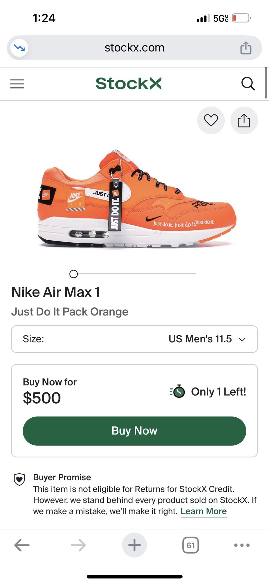 MENS Nike Air Max 1 Size 8.5