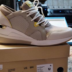 Ladies Michael Kors High Top Leather And Mesh Sneakers