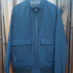 Loro Piana X Saks Fifth Avenue Bomber Jacket With Hood Large Navy Blue Water Resistant 