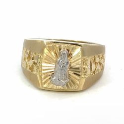 Men’s 14k Two Toned White Yellow Gold Our Lady of Guadalupe Ring Size 10 GP3115245