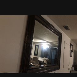 Large Wood Antique Mirror 