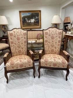 Pair of Gorgeous French Provincial High-Back Cane Accent Chairs🌷 $125 Each