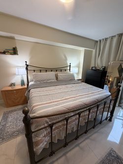 Complete King Bedroom Set With Nightstands X2, Dresser, Mirror, Bedframe, Boxsprings, And King Mattress From casper