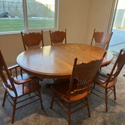 Real Solid Wood Table And 6 Real Wood Chairs
