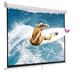 120" 1:1 Manual Pull Down Auto Lock Projector Projection Screen Home Theater Presentation White