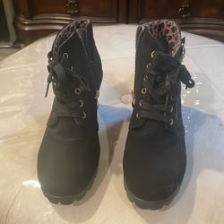 Black Chunky Heel Bootie