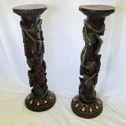Two Decorative Hand Carved Columns 