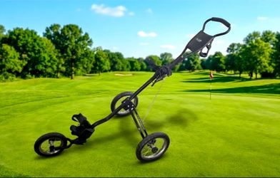 Bag Boy SC-525 3 Wheel Golf black Push Cart Score Card & Drink Holder lightweight brakes air wheels