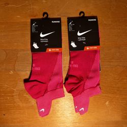 Nike Elite Lightweight No-Show Running Socks Magenta (Size 8-9.5M)