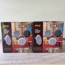 Pyle 6.5” 2-Way In-Ceiling Speaker System – 200W Peak Power (4 speakers)