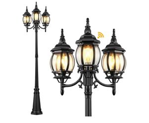 NEW! VIANIS Lamp Post Outdoor Lighting, 3-Head Lights Waterproof Aluminum Body, Dusk/Dawn