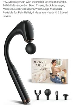 Curved Long Reach Back Massage Gun - 5 Speeds, 4 Attachments