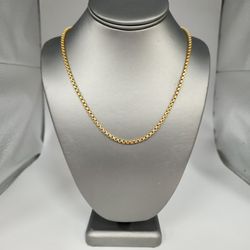 Stunning 14k Yellow Gold Box Chain Necklace 24"
