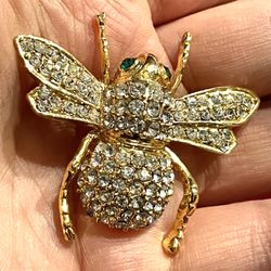 Large Crystal Paved Insect Brooch