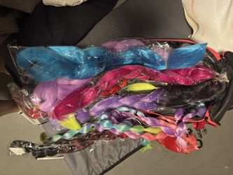 RAINBOW HAIR FALLS / Fake Faux Hair 6 Different Colors 