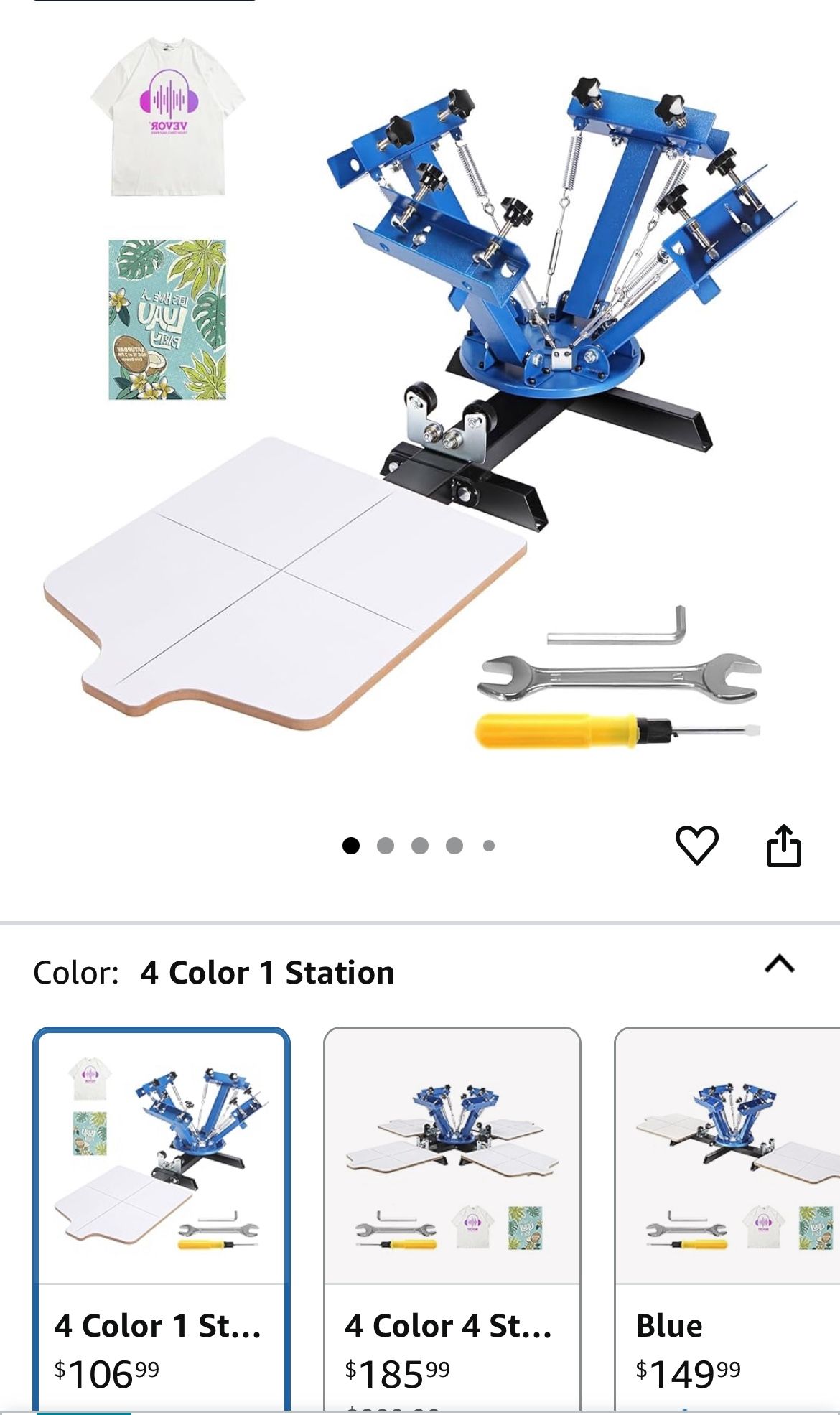 Vevor 4 Color 1 Station Screen Printing Press