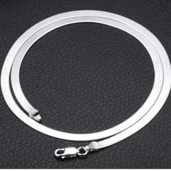 .925 Solid Sterling Silver Herringbone Necklace 18" X 4mm Thick