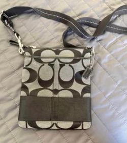 Coach Signature C Black Grey Crossbody Bag