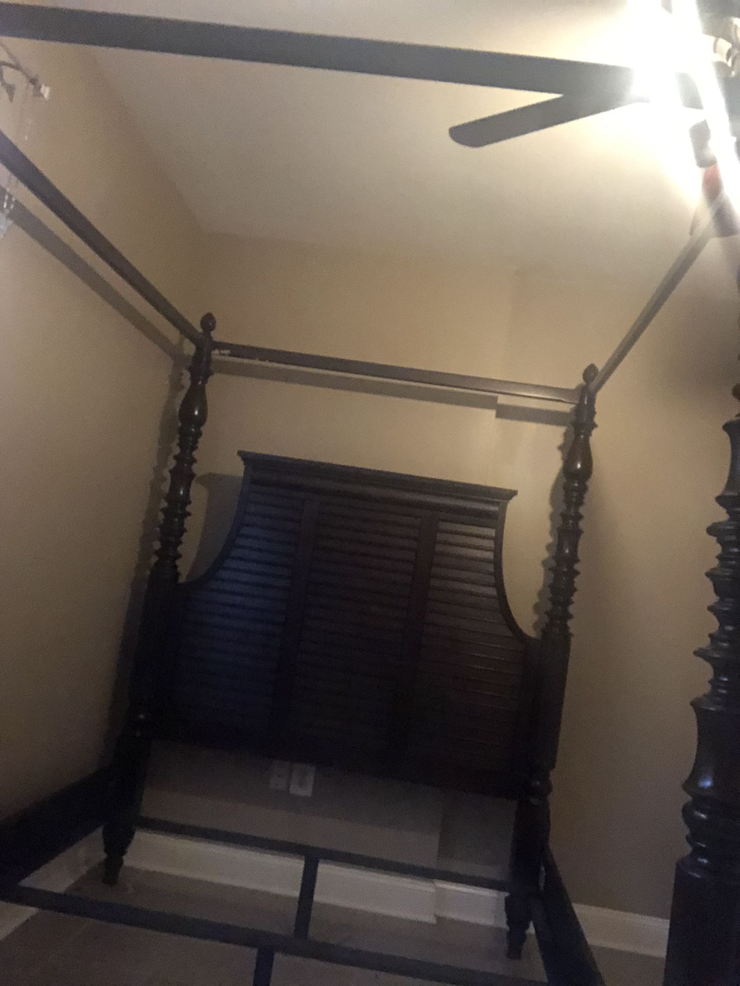 Queen canopy bed hardly used