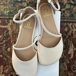 SHAPEN Orchid Leather Sandals, Size 8* Wide, Beige, Barefoot