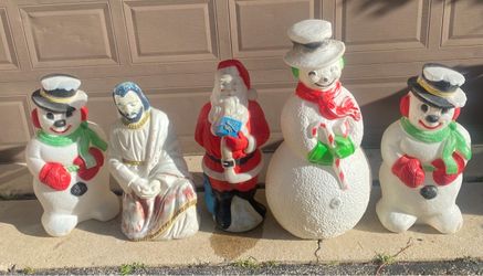 Vintage Christmas Blow Mold Decorations – 5 Pieces – $250 for All