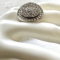 Camille Lucile Rhinestone Top Hat Silver Tone Ring 