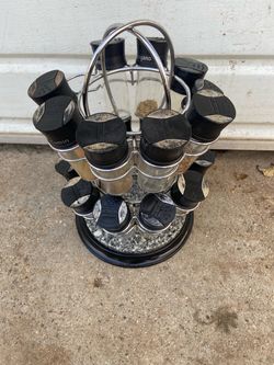 Rotating Spice Rack with Glass Jars